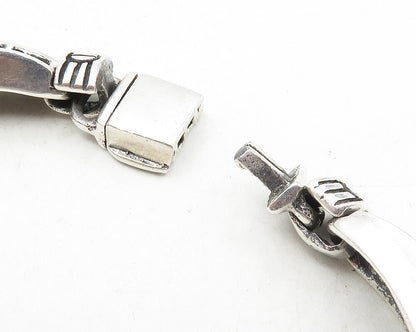 925 Sterling Silver  Vintage Shiny Screws Hinge Link Chain Bracelet  BT4485