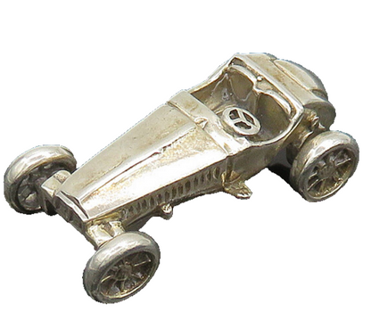 925 Sterling Silver  Vintage Shiny Old Fashioned Toy Car (SPINS)  TR2749
