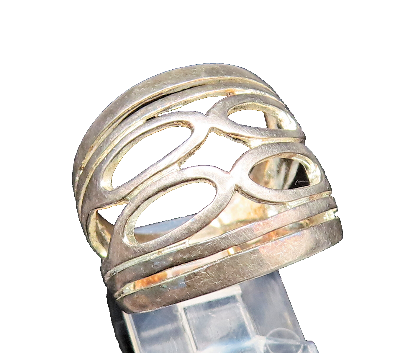 925 Sterling Silver  Vintage Open Oval Cutout Dome Ring Sz 8  RG25602