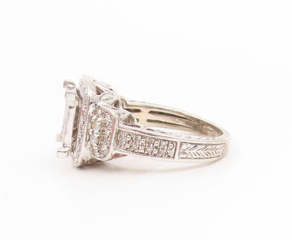 925 Sterling Silver Vintage Ring Genuine Diamonds Cluster Band  Sz 7.5  RG34432