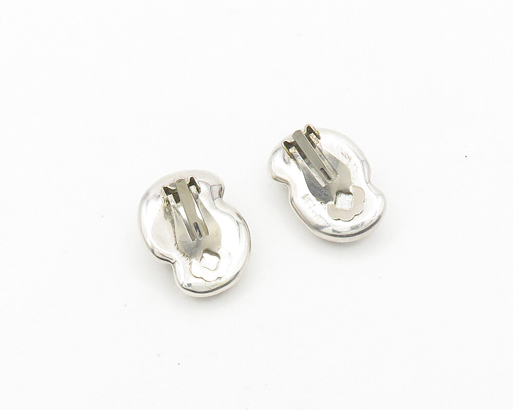 DESIGNER 925 Sterling Silver  Vintage Shiny Hollow Non Pierce Earrings  EG9307