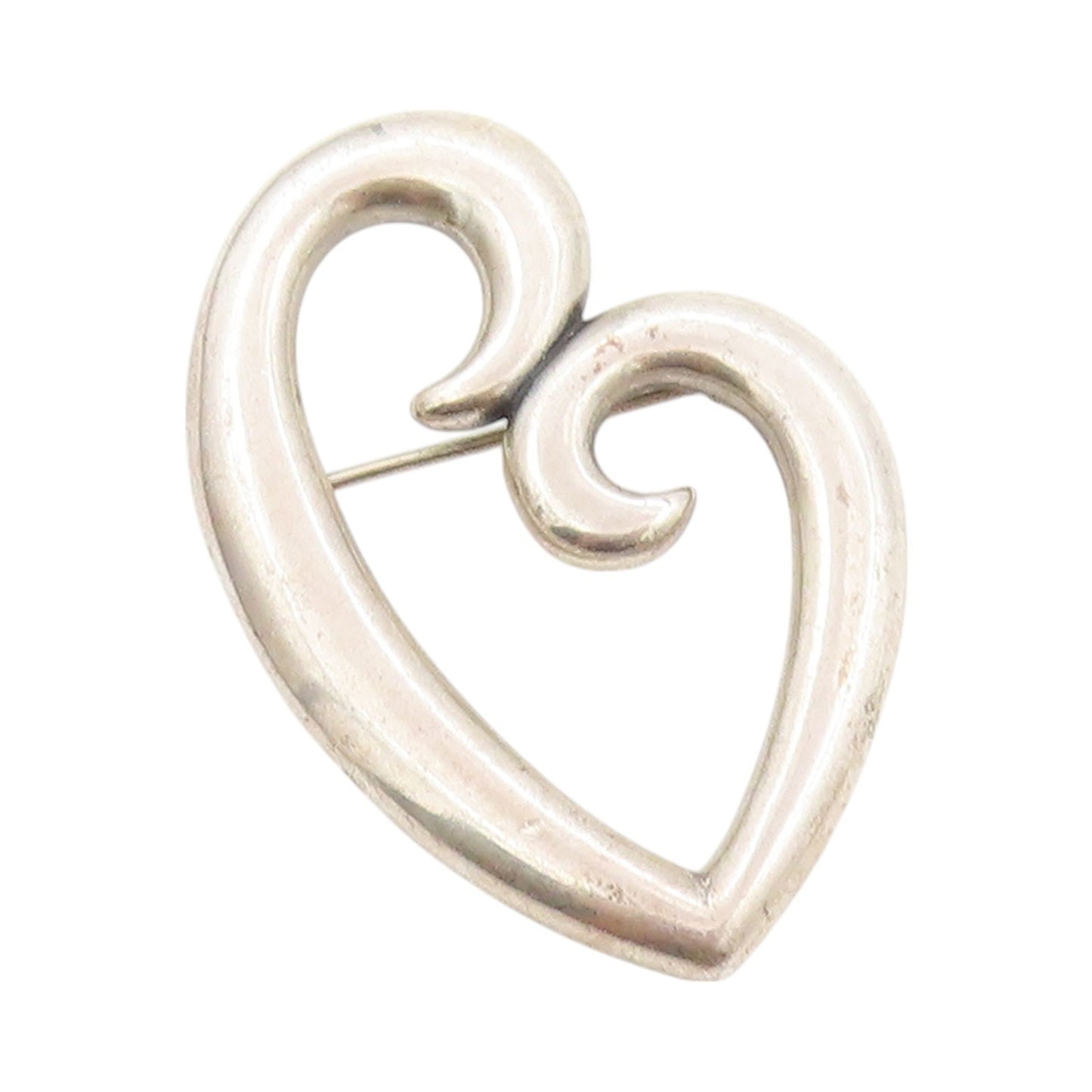 925 Sterling Silver Vintage Brooch JAMES AVERY Swirly Cutout Love Heart  BP11610