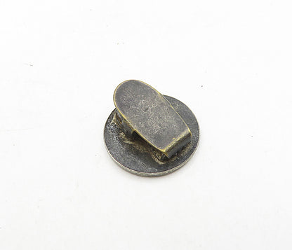 925 Sterling Silver  Vintage Petite Oxidized Cresca Round Tie Clip  TR1511