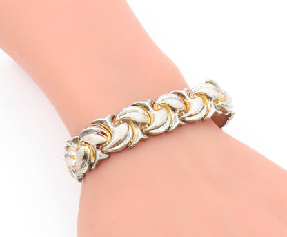 925 Silver  Vintage Brushed & Polished Swirl Abstract Link Bracelet  BT9497