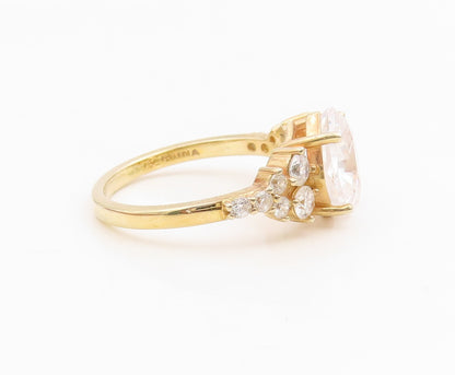 925 Sterling Silver Vintage Ring Gold Plated CZ Statement Band  Sz 8  RG34974