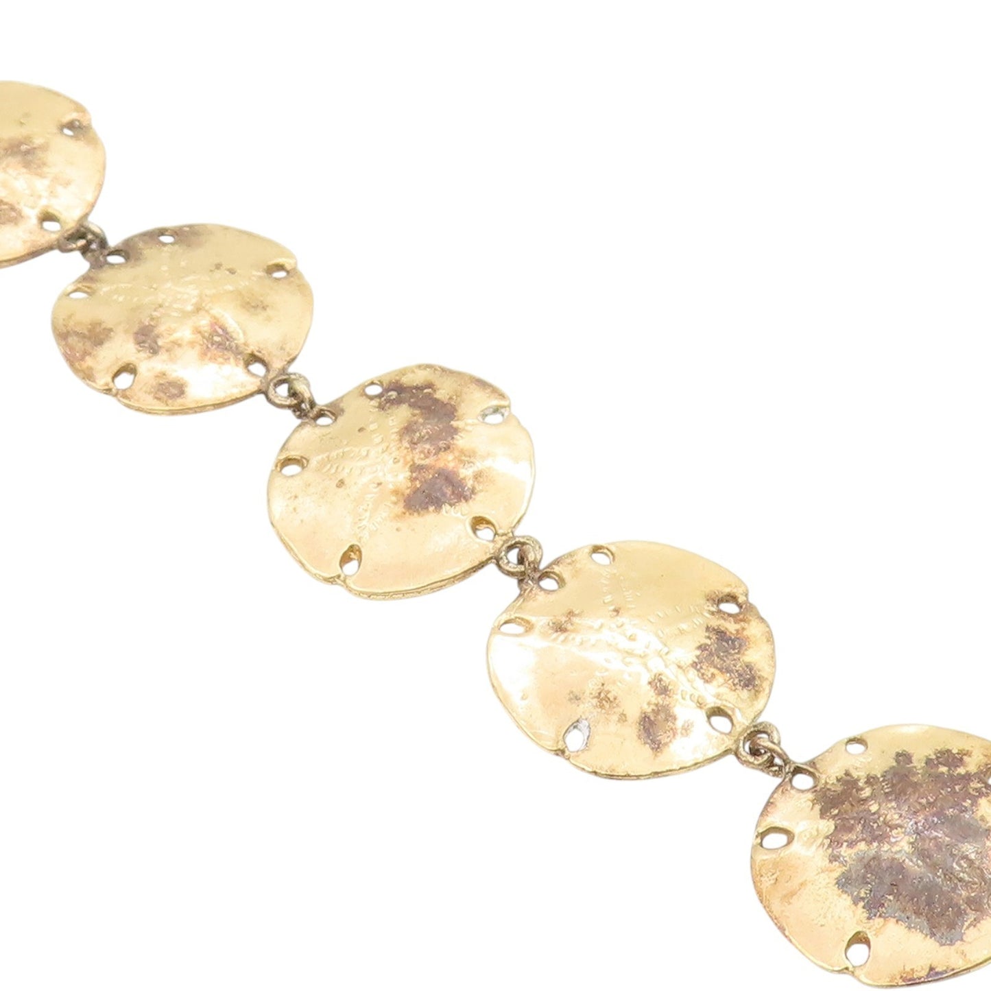 925 Sterling Silver Vintage Bracelet Gold Plated Etched Circular Link  BT11682