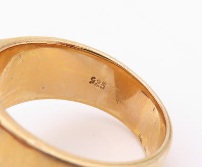 925 Sterling Silver Vintage Ring Gold Plated Classic Opal Band  Sz 7  RG36404