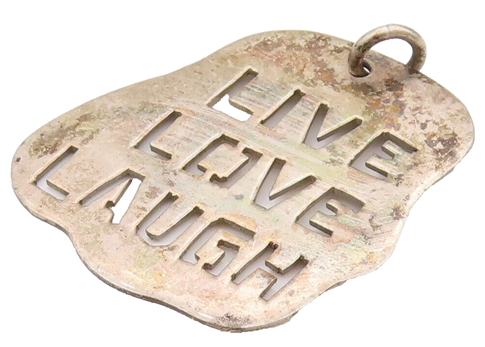 925 Sterling Silver  Vintage Stancil Cutout Live Love Laugh Pendant  PT22032