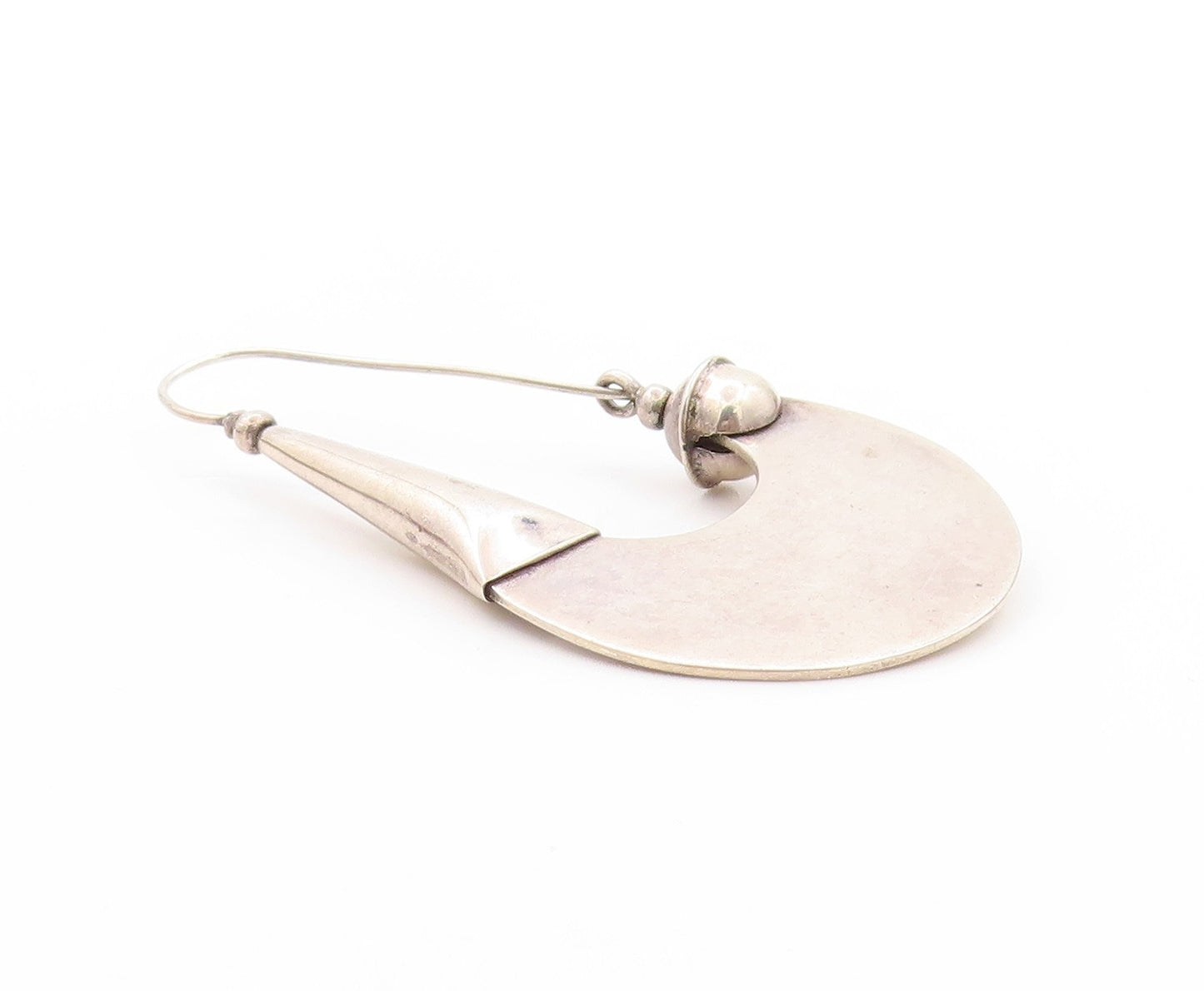 925 Sterling Silver Vintage Earrings MEXICO Designer Drop Hoops   EG13585