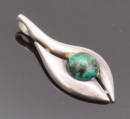 925 Sterling Silver Vintage Pendant ISRAEL Cabochon Gemstone Carved  PT22754