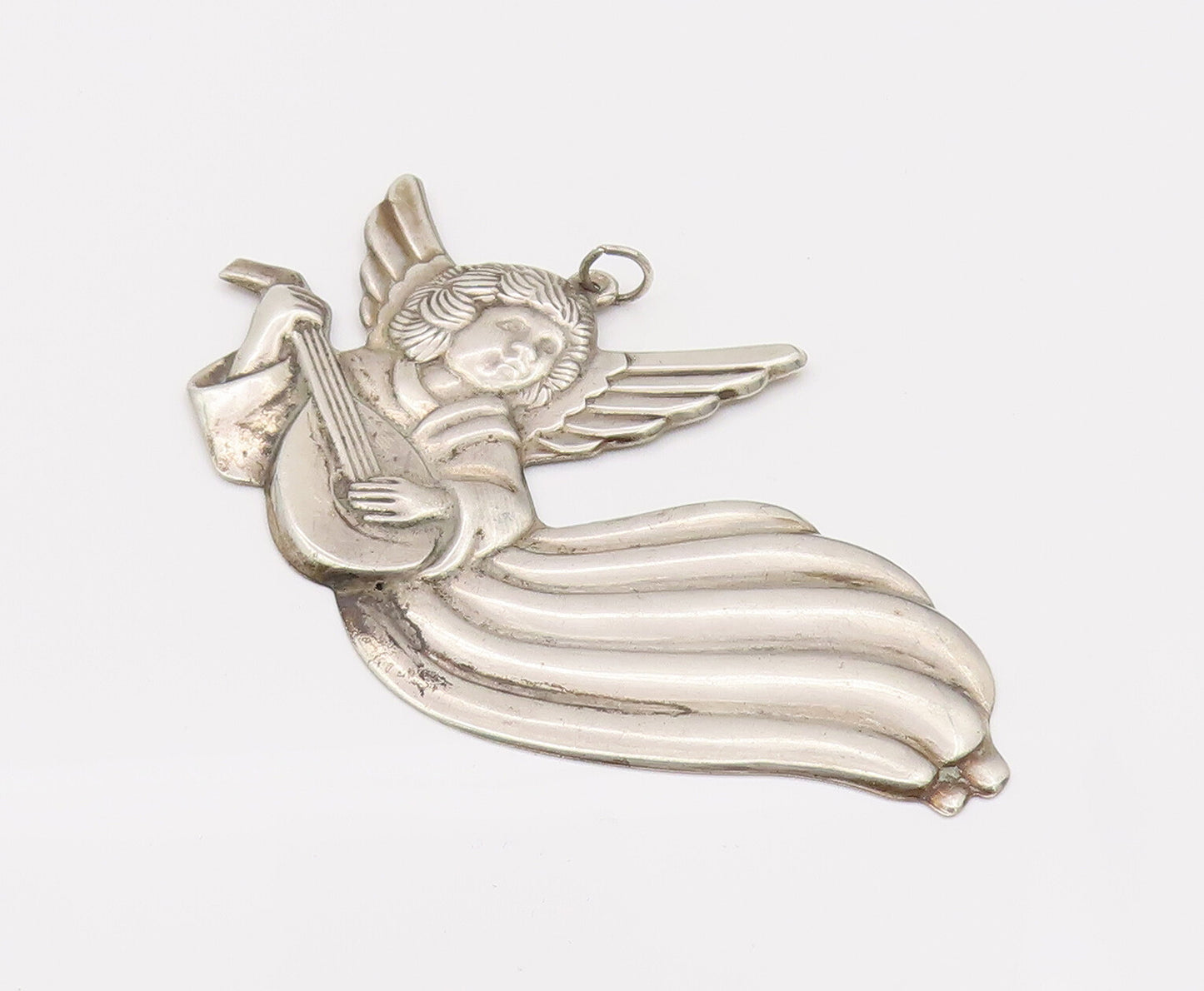 GORHAM 925 Silver  Vintage Christmas Ornament Music Angel Pendant  PT22217