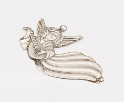 GORHAM 925 Silver  Vintage Christmas Ornament Music Angel Pendant  PT22217