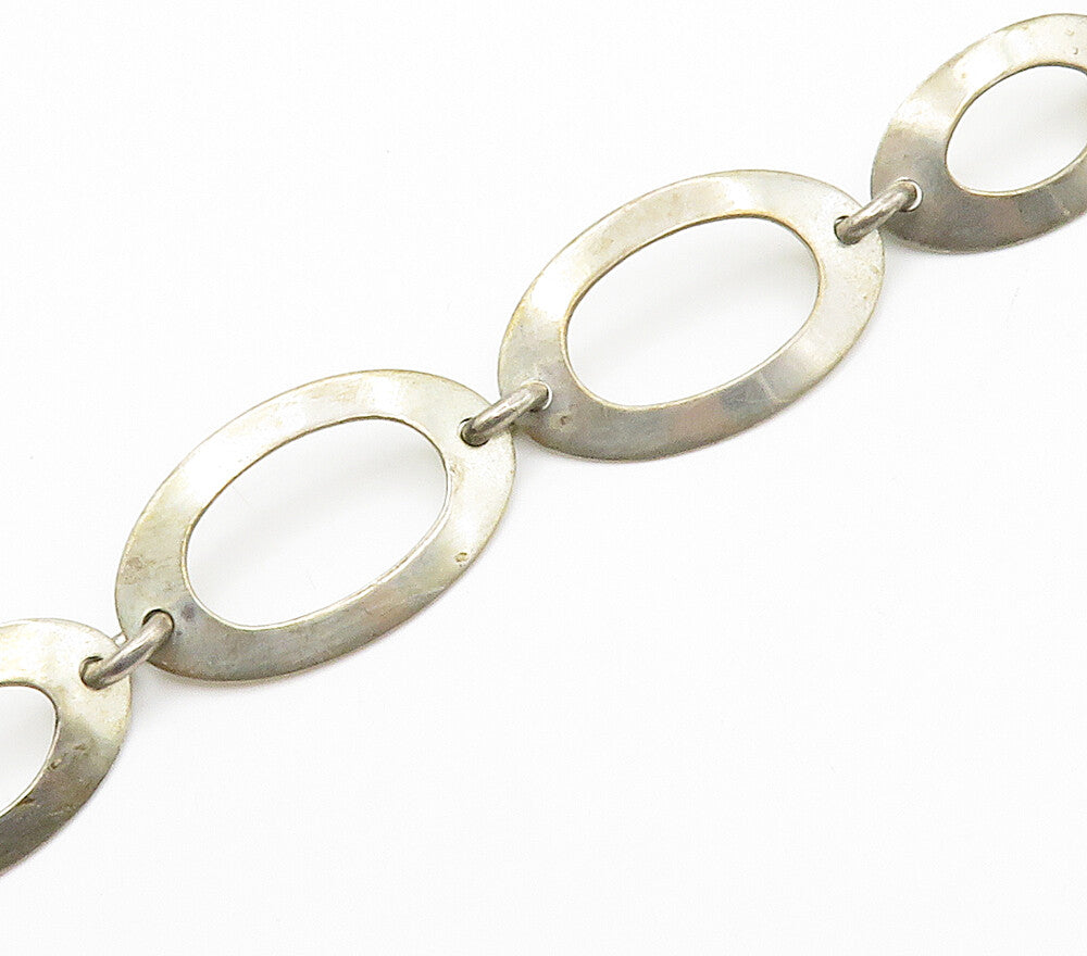 925 Sterling Silver  Vintage Cubic Zirconia Oval Link Chain Necklace  NE2488