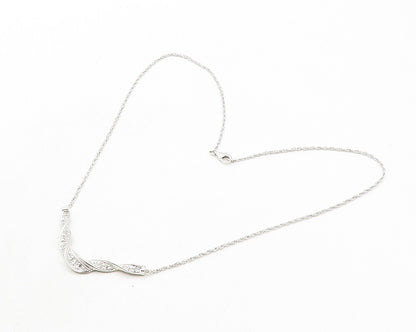 925 Sterling Silver  Shiny Genuine Diamonds Twist Chain Necklace  NE1991