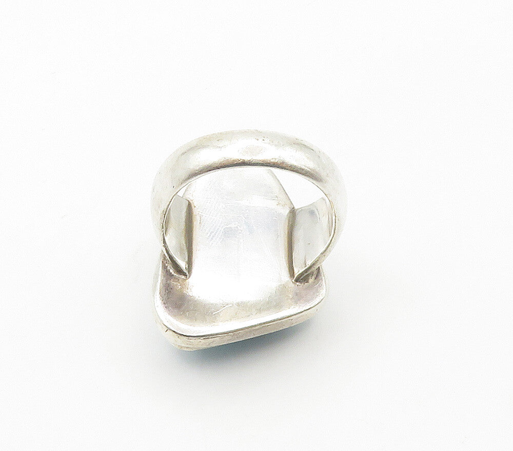 925 Sterling Silver  Vintage Cabochon Cut Larimar Cocktail Ring Sz 8  RG15484