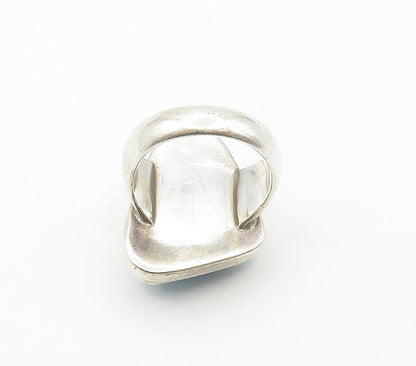 925 Sterling Silver  Vintage Cabochon Cut Larimar Cocktail Ring Sz 8  RG15484