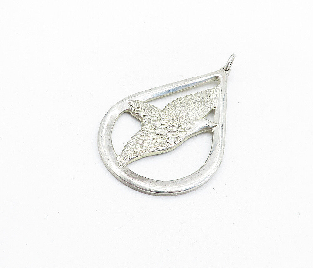 WALLACE 925 Sterling Silver  Vintage Peace On Earth Flying Bird Pendant PT4500
