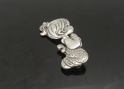 925 Sterling Silver  Vintage Praying Little Girl Shiny Brooch Pin  BP8943