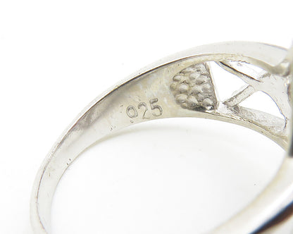925 Sterling Silver  Amethyst Open Square Shiny Cocktail Ring Sz 7  RG10354