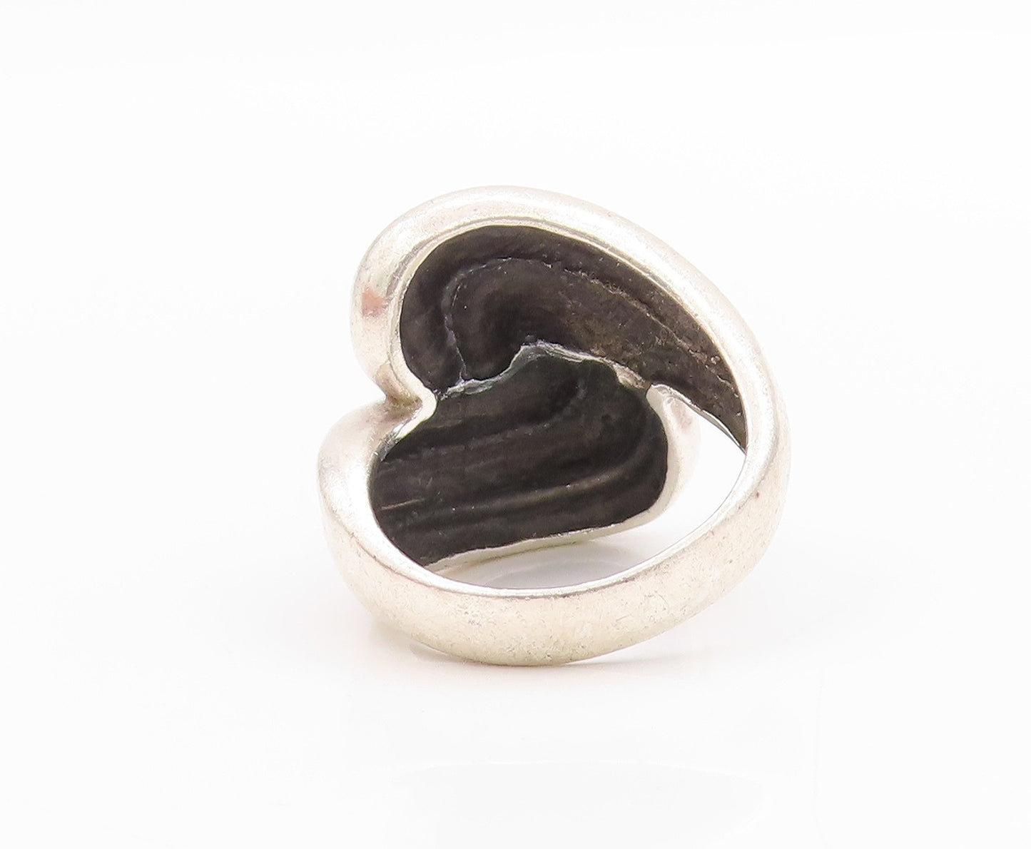 925 Sterling Silver Vintage Ring Interlocked Swirls Etched  Sz 7  RG33349