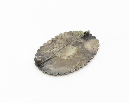 MEXICO 925 Sterling Silver  Vintage Antique Desert Scene Brooch Pin  BP6910
