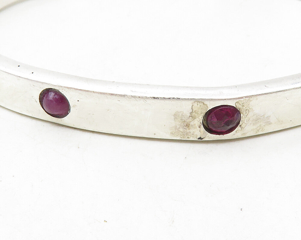 ATI MEXICO 925 Silver  Vintage Amethyst Screw Detail Cuff Bracelet  BT4471
