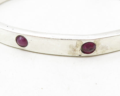 ATI MEXICO 925 Silver  Vintage Amethyst Screw Detail Cuff Bracelet  BT4471