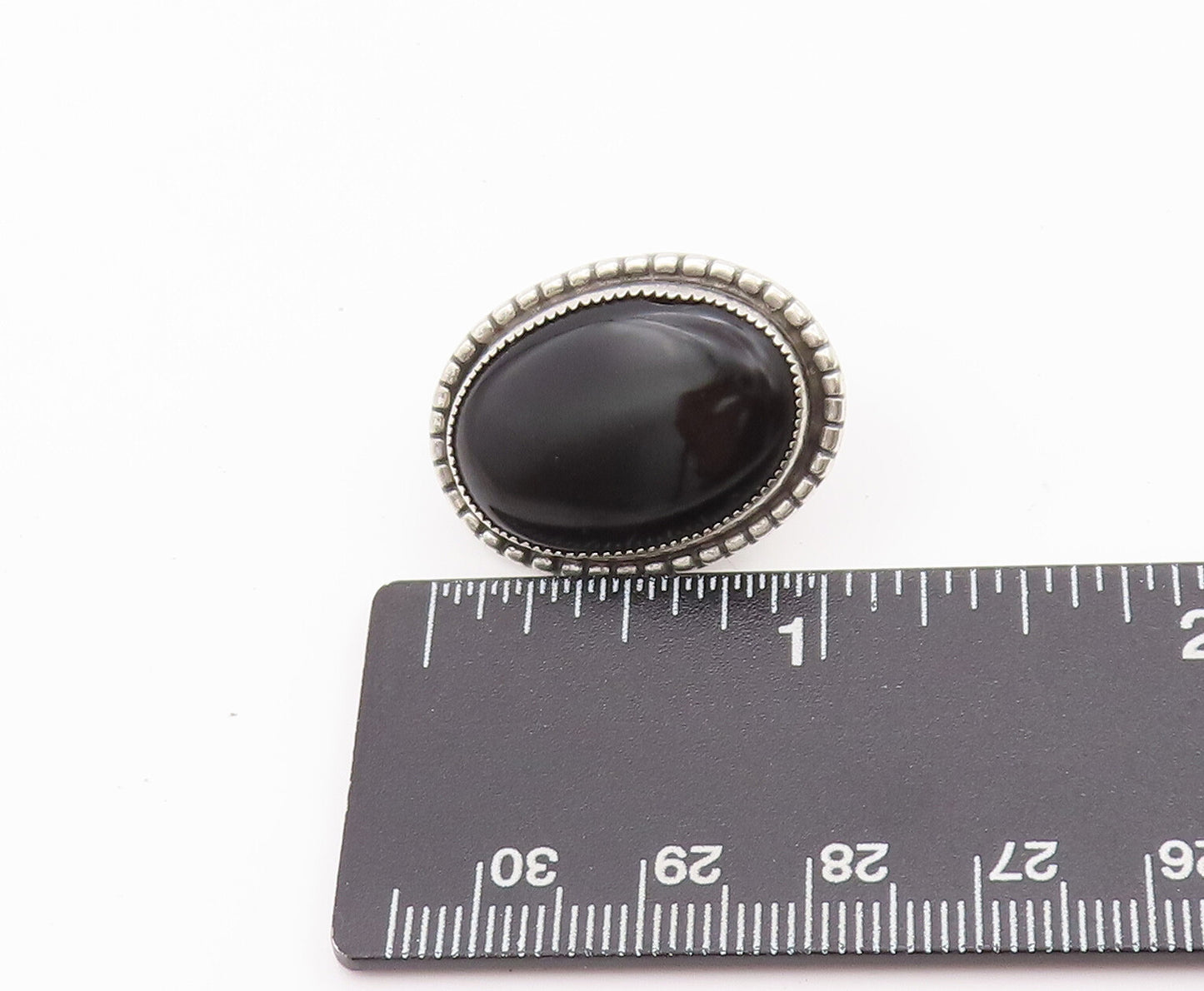 925 Sterling Silver Earrings DANCRAFT Large Carved Oval Cabochon Onyx  EG12831