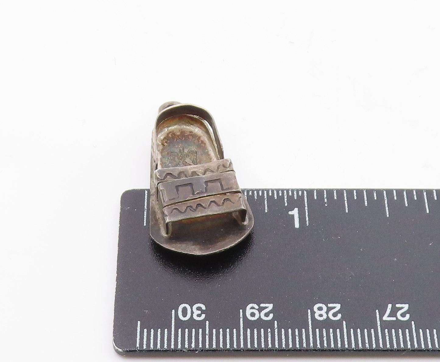 925 Silver Vintage Oxidized Sandal Etched Detail Pendant PT9210