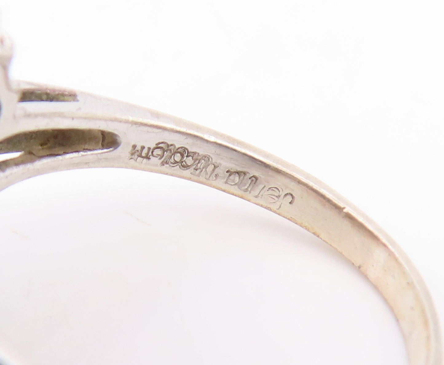 925 Sterling Silver Vintage Ring Cabochon Opal Halo CZ Band  Sz 6.5  RG35183