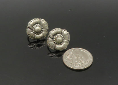 925 Sterling Silver  Vintage Antique Shiny Flower Non Pierce Earrings  EG10818