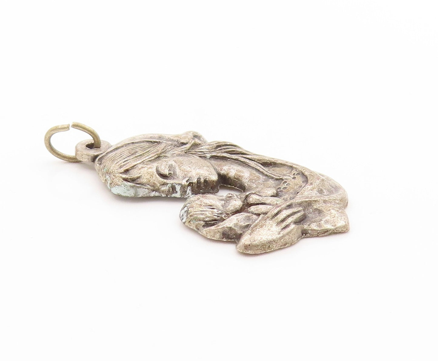925 Sterling Silver Vintage Pendant Virgin Mary With Infant In Her Arms  PT25028