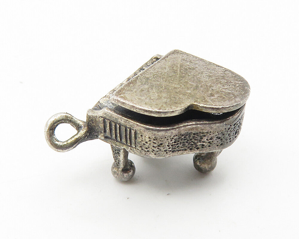 DANECRAFT 925 Sterling Silver  Vintage Oxidized Grand Piano Pendant  PT8334