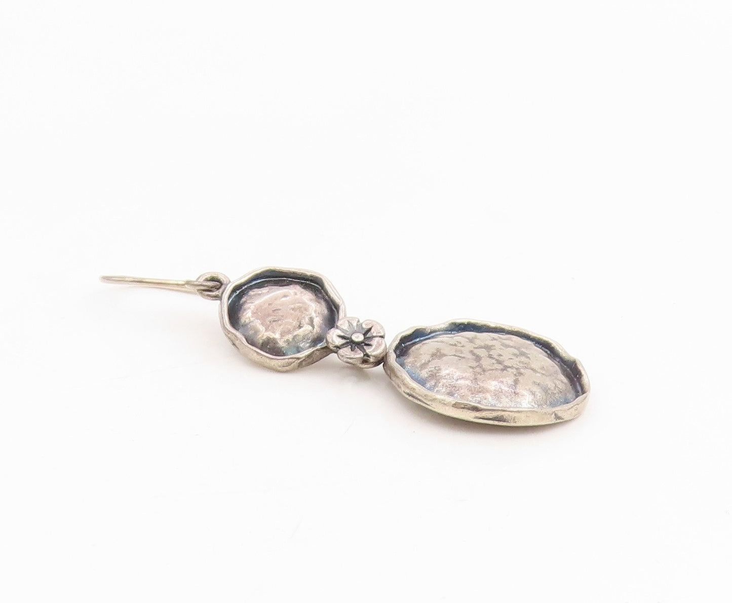925 Sterling Silver Vintage Earrings OR PAZ ISRAEL Double Disc Dangle  EG14114