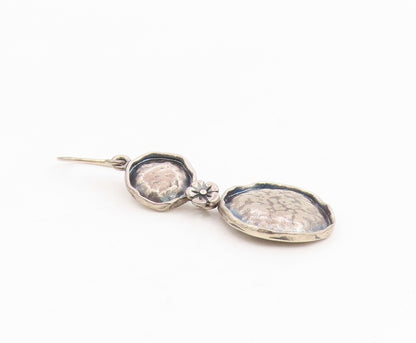 925 Sterling Silver Vintage Earrings OR PAZ ISRAEL Double Disc Dangle  EG14114