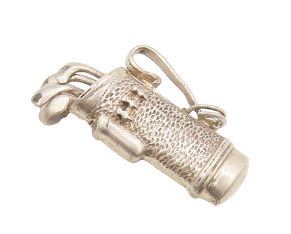 925 Sterling Silver Vintage 3D Carved Golf Bag Movable stick Pendant  PT22346