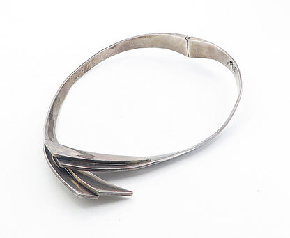 MEXICO 925 Sterling Silver  Vintage Dark Tone Bypass Collar Necklace  NE1493
