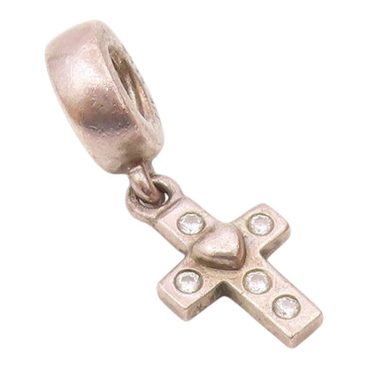 PANDORA 925 Silver  Vintage Cubic Zirconia Religious Cross Pendant  PT21468