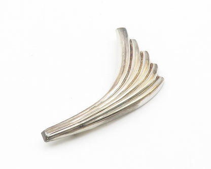 925 Sterling Silver  Vintage Shiny Hollow Fluted Wing Design Brooch Pin BP4226