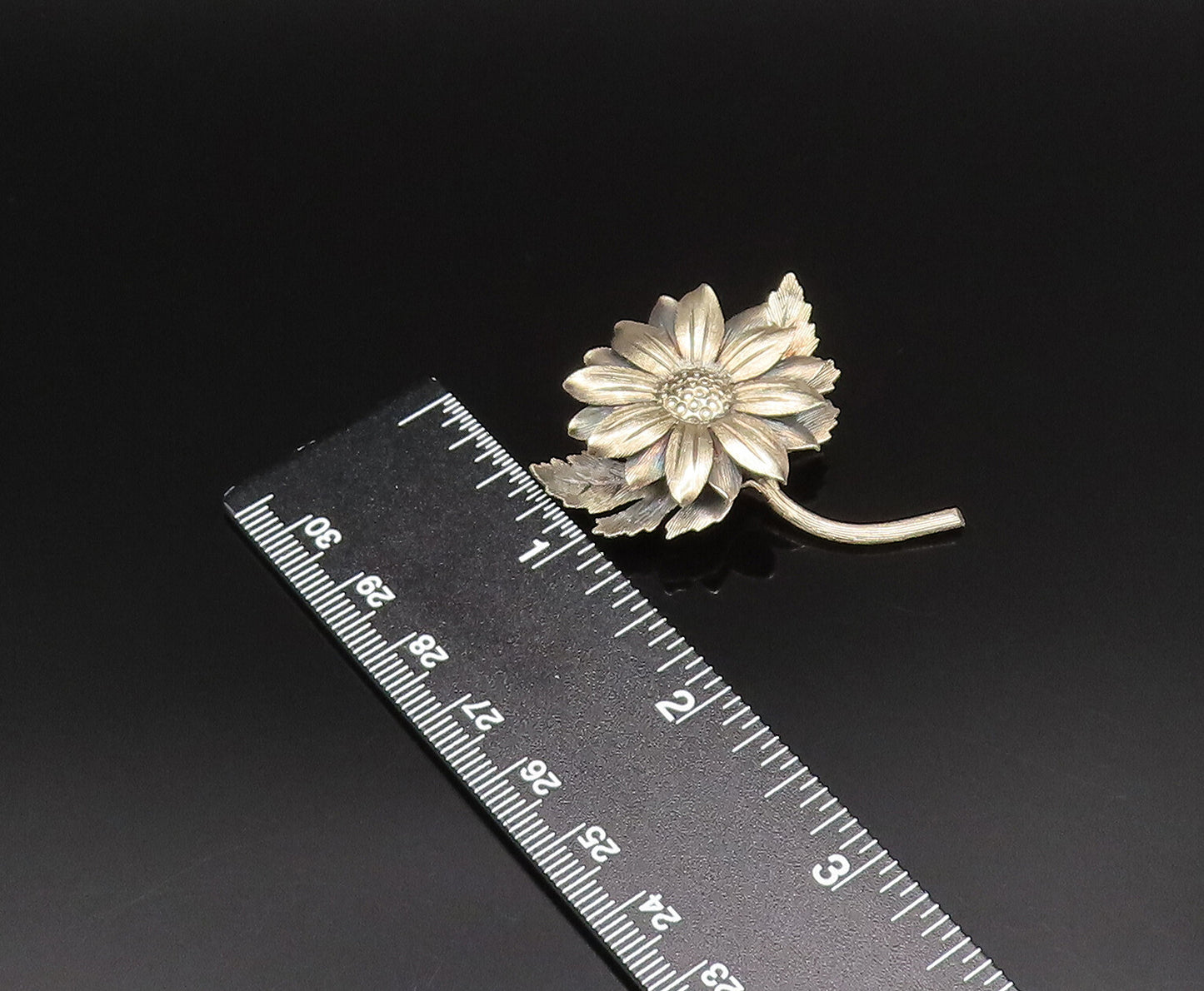 JANNA MEXICO 925 Silver  Vintage 3D Textured Sunflower Brooch Pin  BP9863