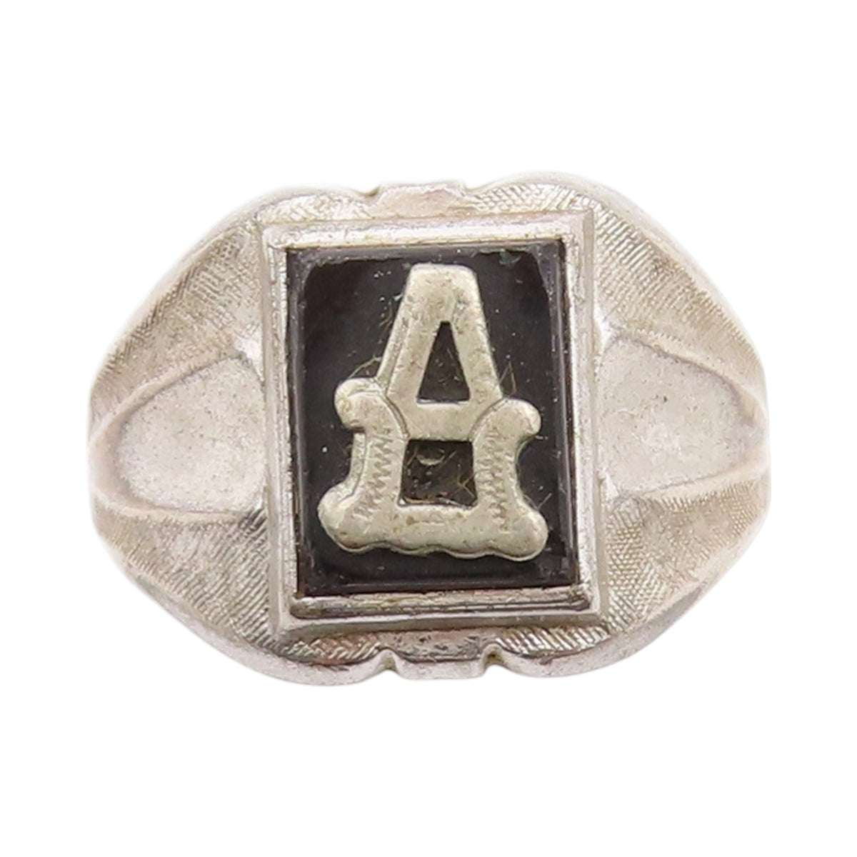 925 Sterling Silver Vintage Ring Designer Carved Alphabet A  Sz 9  RG33311