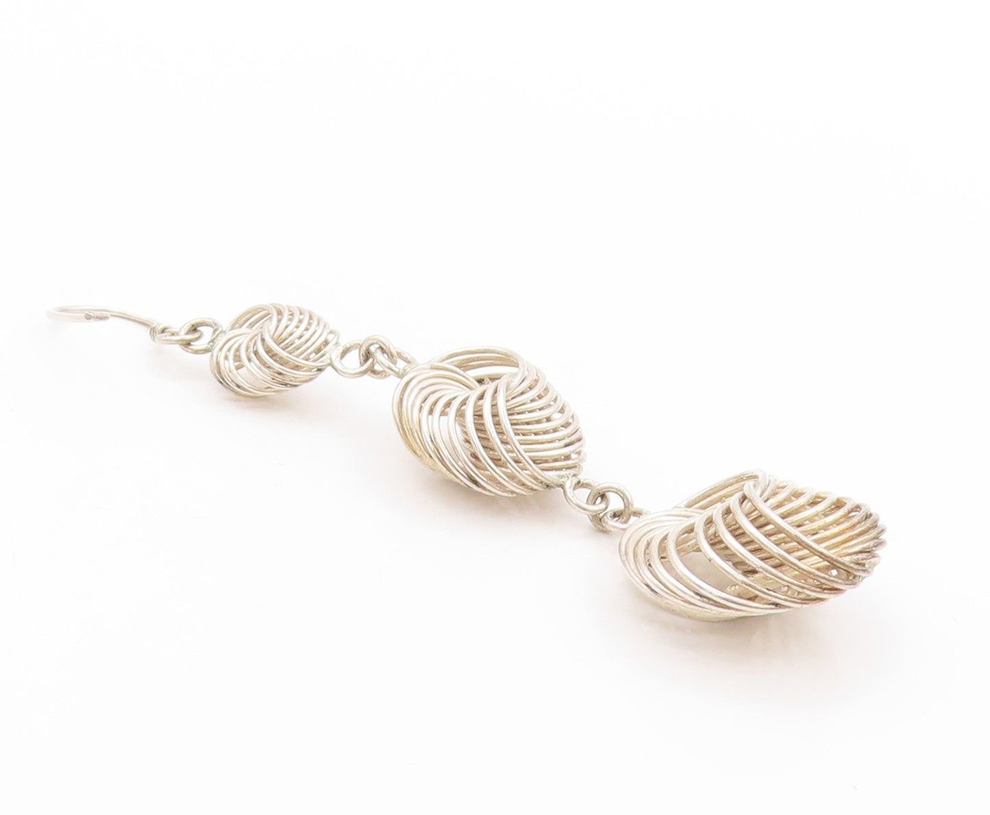 925 Sterling Silver Vintage Earrings Modernist Wire Work Drop Design  EG13608