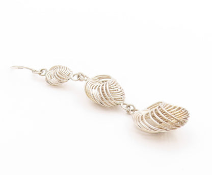 925 Sterling Silver Vintage Earrings Modernist Wire Work Drop Design  EG13608