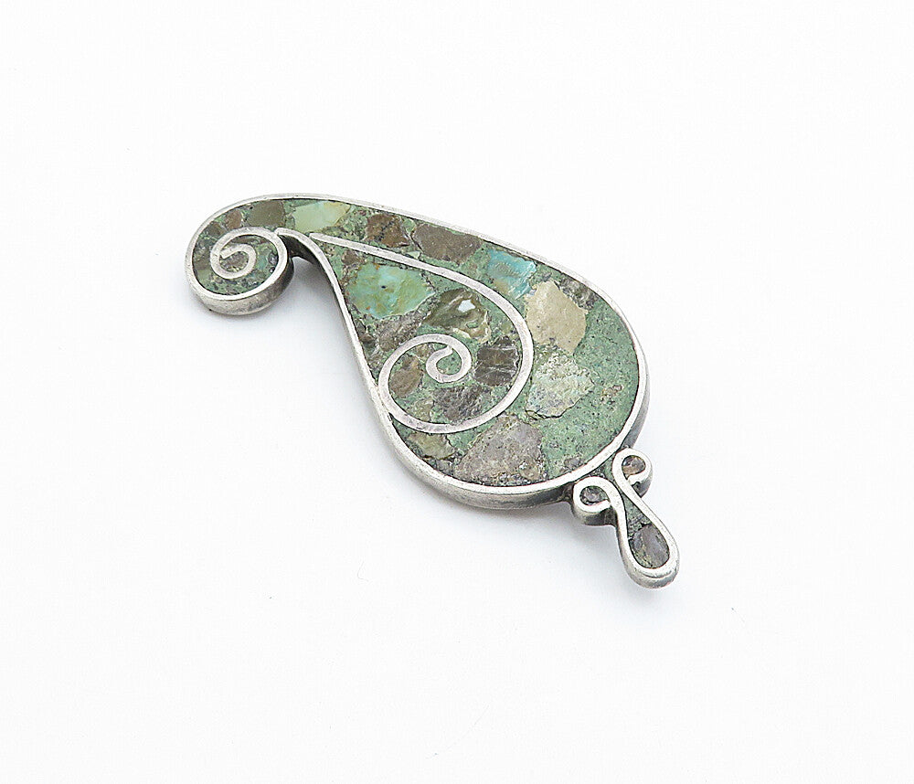 TAXCO MEXICO 925 Silver  Vintage Jasper Spiral Design Brooch Pin  BP2510