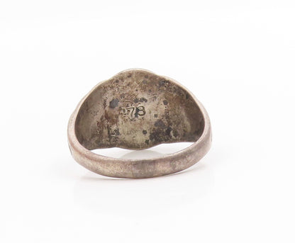 925 Sterling Silver Vintage Ring Antique Enameled Emblem Band  Sz 9.5  RG34055