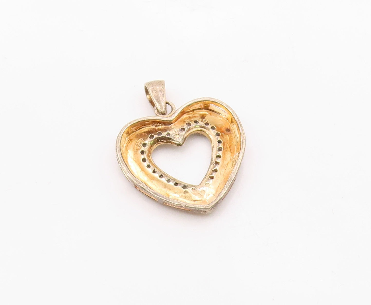 925 Sterling Silver  Vintage Genuine Diamonds Love Heart Pendant  PT11393