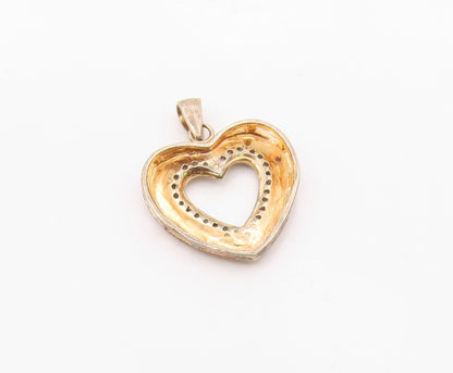 925 Sterling Silver  Vintage Genuine Diamonds Love Heart Pendant  PT11393