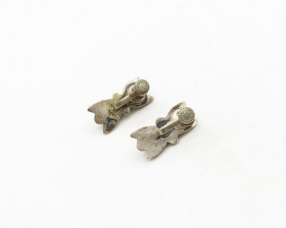 MEXICO 925 Sterling Silver  Vintage Dark Tone Non Pierce Earrings  EG9690