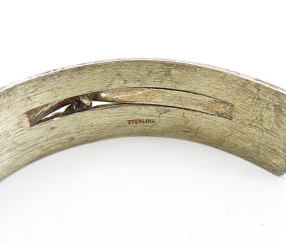 925 Sterling Silver  Vintage Rope Twist Detail Shiny Cuff Bracelet  BT2659
