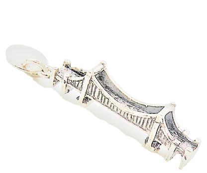 925 Sterling Silver  Vintage Shiny Petite Mackinaw Bridge Pendant  PT6696